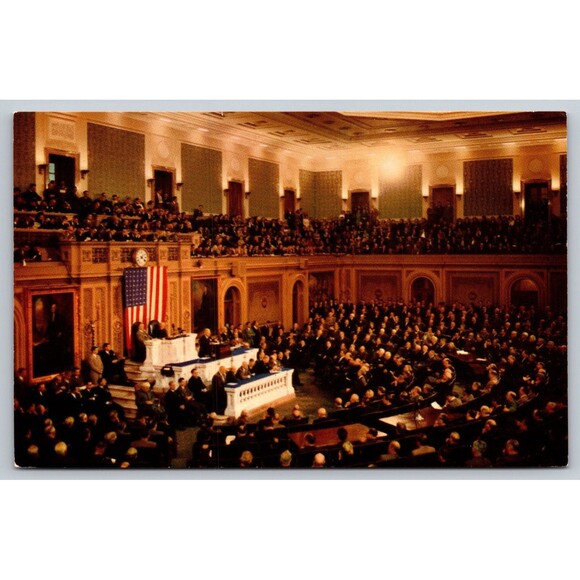 Postcard Washington D. C. Joint Session U. S. Congress Hall of Representatives - Picture 1 of 2